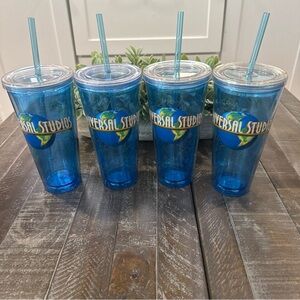 Universal Studios Blue Tumbler Set with Straws